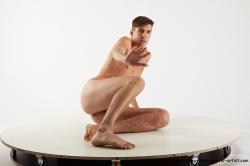 Nude Man White Sitting poses - simple Slim Short Brown Sitting poses - ALL Realistic